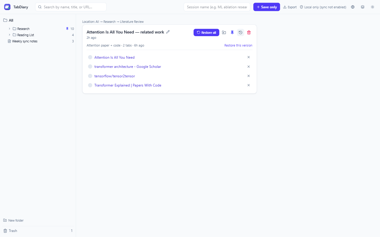 Version history panel mid-rollback